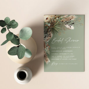 Bridal shower pampas grass modern boho elegant inv invitation