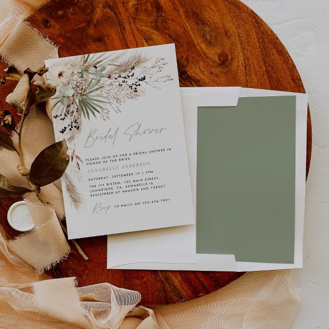Bridal shower pampas grass modern boho elegant inv invitation (Creator Uploaded)
