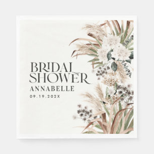 Bridal shower pampas grass modern elegant natural napkin