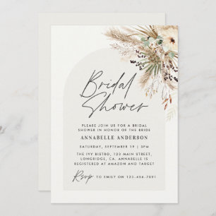 Bridal shower pampas grass modern natural elegant invitation
