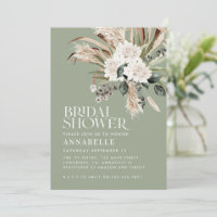 Bridal shower pampas grass modern sage green invit