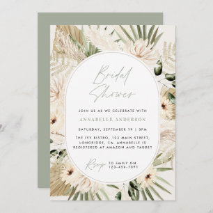 Bridal shower pampas grass modern sage green invitation