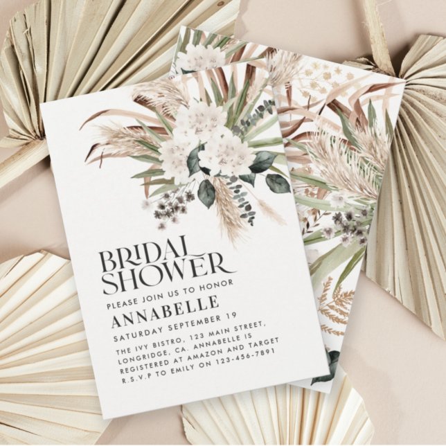 Bridal shower pampas grass modern terracotta  invitation (Creator Uploaded)