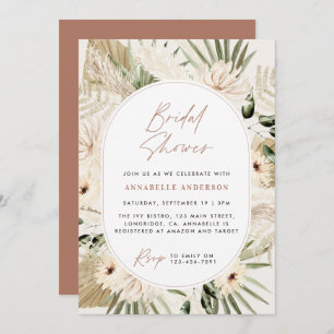 Bridal shower pampas grass modern terracotta invitation