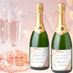 Bridal Shower pampas grass rose gold bubbly Sparkling Wine Label<br><div class="desc">For an elegant and modern bridal shower/bubbly brunch. A white background. Decorated with rose gold,  pink florals,  pampas grass. Personalise and add a name and date.</div>