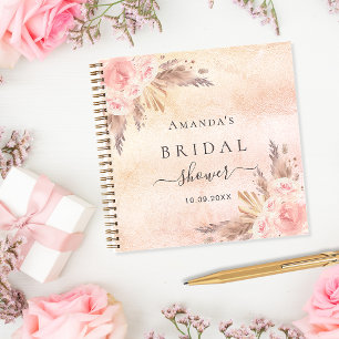 Bridal Shower pampas grass rose gold guest book