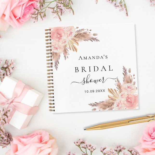 Bridal Shower pampas grass rose gold guest book (Creator Uploaded)