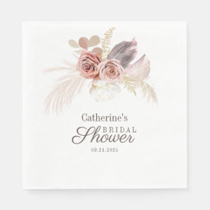 Bridal Shower Pampas Grass Tan Terracotta Paper Napkin