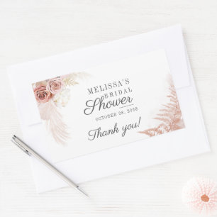 Bridal Shower Pampas Grass Terracotta Rectangular Sticker