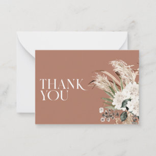 Bridal shower pampas grass terracotta thank you card