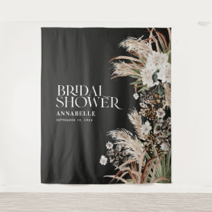 Bridal shower pampas modern elegant black tapestry