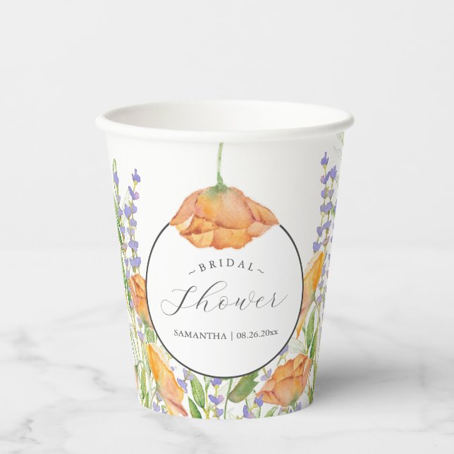 Bridal Shower Paper Cups Colourful Flowers (Front)
