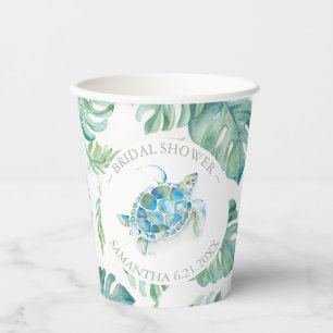 Bridal Shower Paper Cups Tropical Sea Turtle