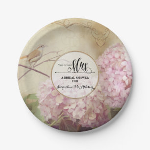 Bridal Shower Paper Party Decor Pink Hydrangea Art Paper Plate