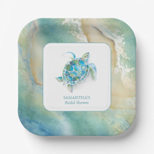 Bridal Shower Paper Plates Watercolor Sea