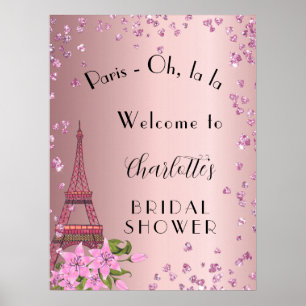 Bridal Shower Paris blush eiffel tower welcome Poster