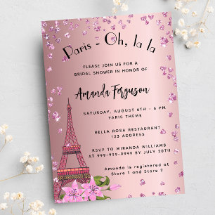 Bridal shower Paris Eiffel tower pink Invitation
