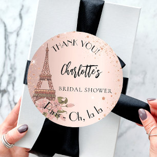 Bridal Shower Paris Eiffel tower thank you Classic Round Sticker