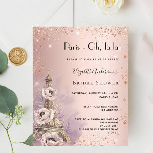 Bridal Shower Paris rose Eiffel tower invitation