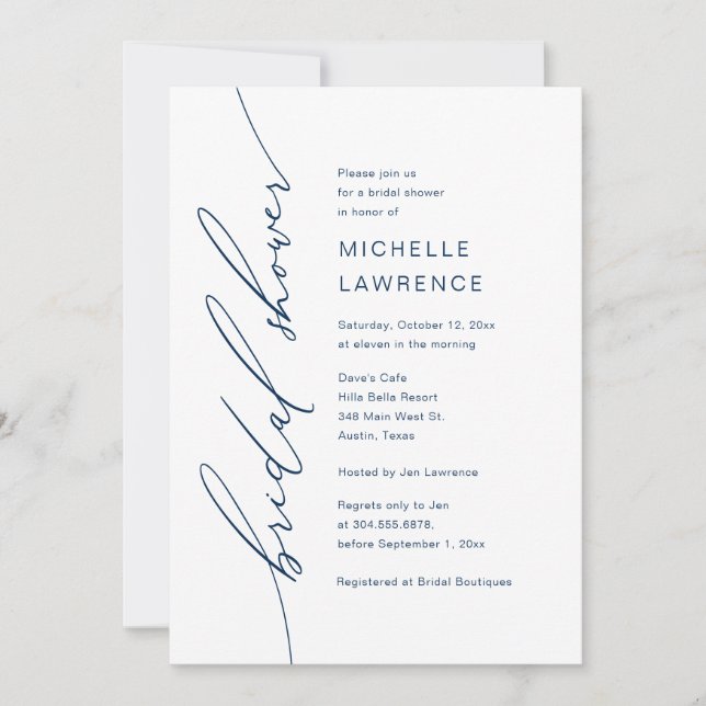 Bridal Shower Party Celebration, Modern Romantic Invitation (Front)
