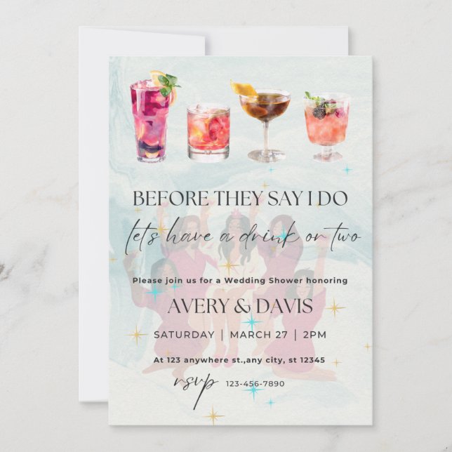 Bridal Shower Party Cocktails Invitation (Front)