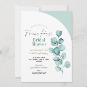 Bridal Shower Party Eucalyptus Green Leaves Mint Invitation
