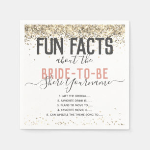 Bridal Shower Party Fun Facts Gold Glitter Girly N Napkin