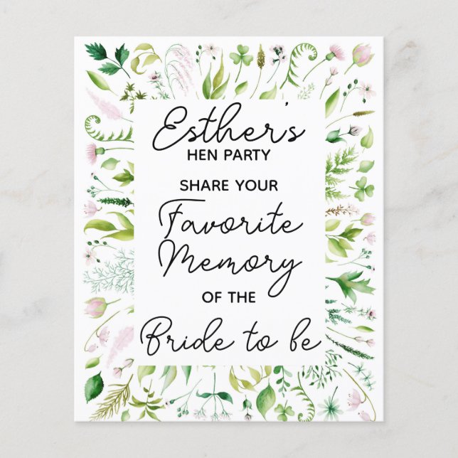 Bridal shower party game favourite memory wedding (Front)