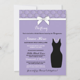 Bridal Shower Party Lilac Black Dress Pearl Invite