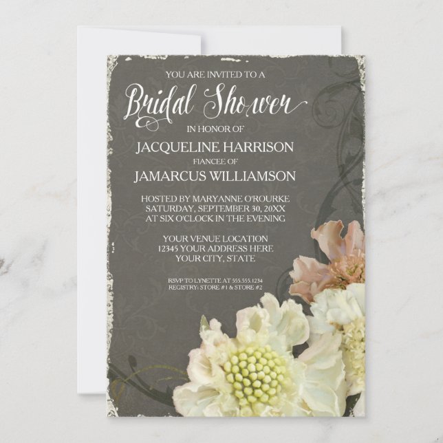 Bridal Shower Party Modern Floral Painterly Art Invitation (Front)