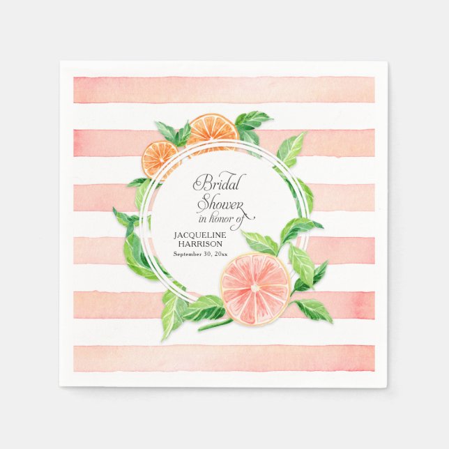 Bridal Shower Party Pink Grapefruit Oranges Citrus Napkin (Front)