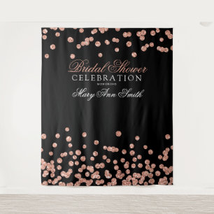 Bridal Shower Party Rose Gold Confetti Backdrop Tapestry