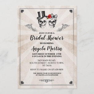 Bridal Shower Party Rose Skull Halloween Invite