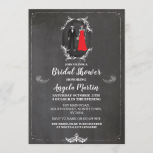 Bridal Shower Party Rose Skull Skeletons Halloween Invitation