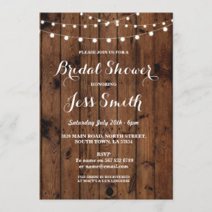 Bridal Shower Party Rustic Elegant Wood Invite