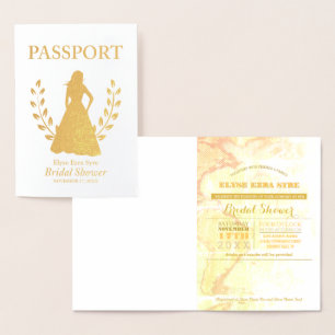 Bridal Shower passport gold foil Card