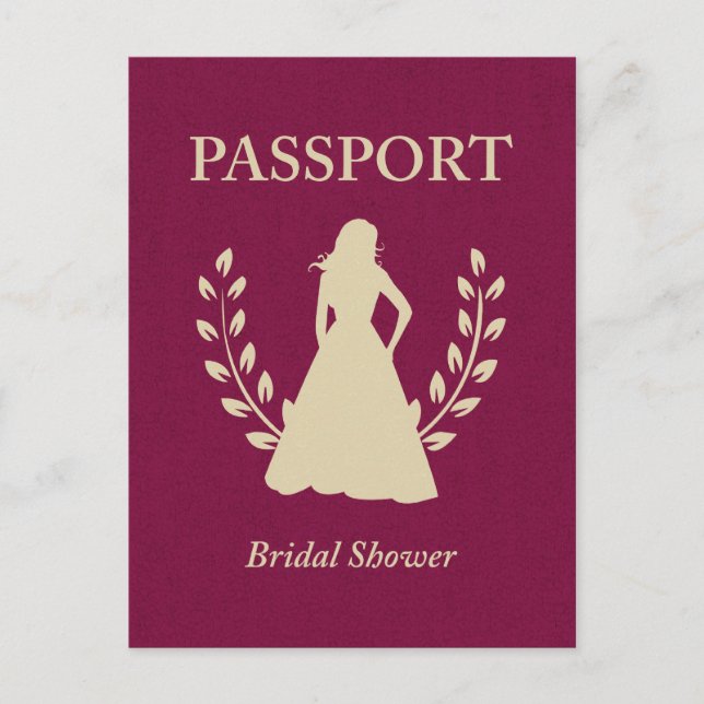 Bridal Shower Passport Invitation Postcard (Front)