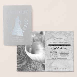 Bridal Shower passport silver foil Card