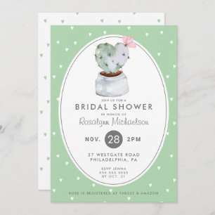 BRIDAL SHOWER Pastel Watercolor Cactus Invitation