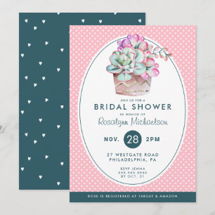 BRIDAL SHOWER   Pastel Watercolor Cactus Invitation