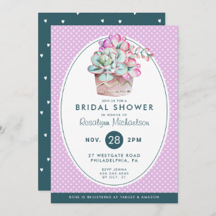 BRIDAL SHOWER Pastel Watercolor Cactus Invitation