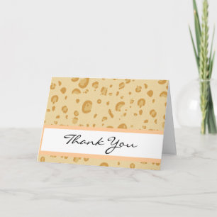 Bridal Shower Peach and Gold Leopard Confetti Thank You Card