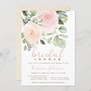 Bridal Shower Peach & Pink Pastel Rose Invitation