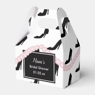 Bridal Shower Pearls and Heals Wedding Black Pink Favour Box