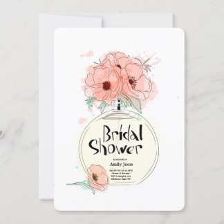 Bridal Shower Perfume Bottle with flowers Invitation