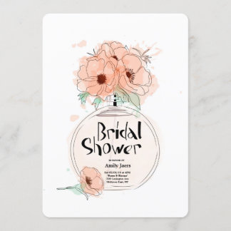Bridal Shower Perfume Bottle with flowers Invitation