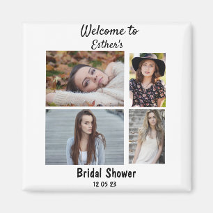 Bridal Shower Personalised 4 Photo Collage Magnet