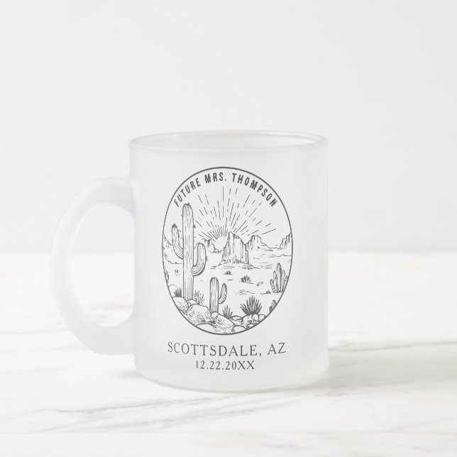 Bridal Shower Personalised Guest Gift Elegant Frosted Glass Coffee Mug (Left)