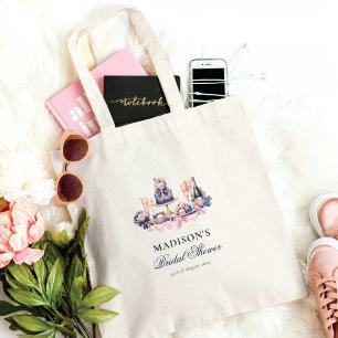 Bridal Shower Personalised Watercolor Wedding Tote Bag