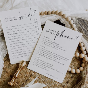 Bridal Shower Phone Game & Know the Bride Card